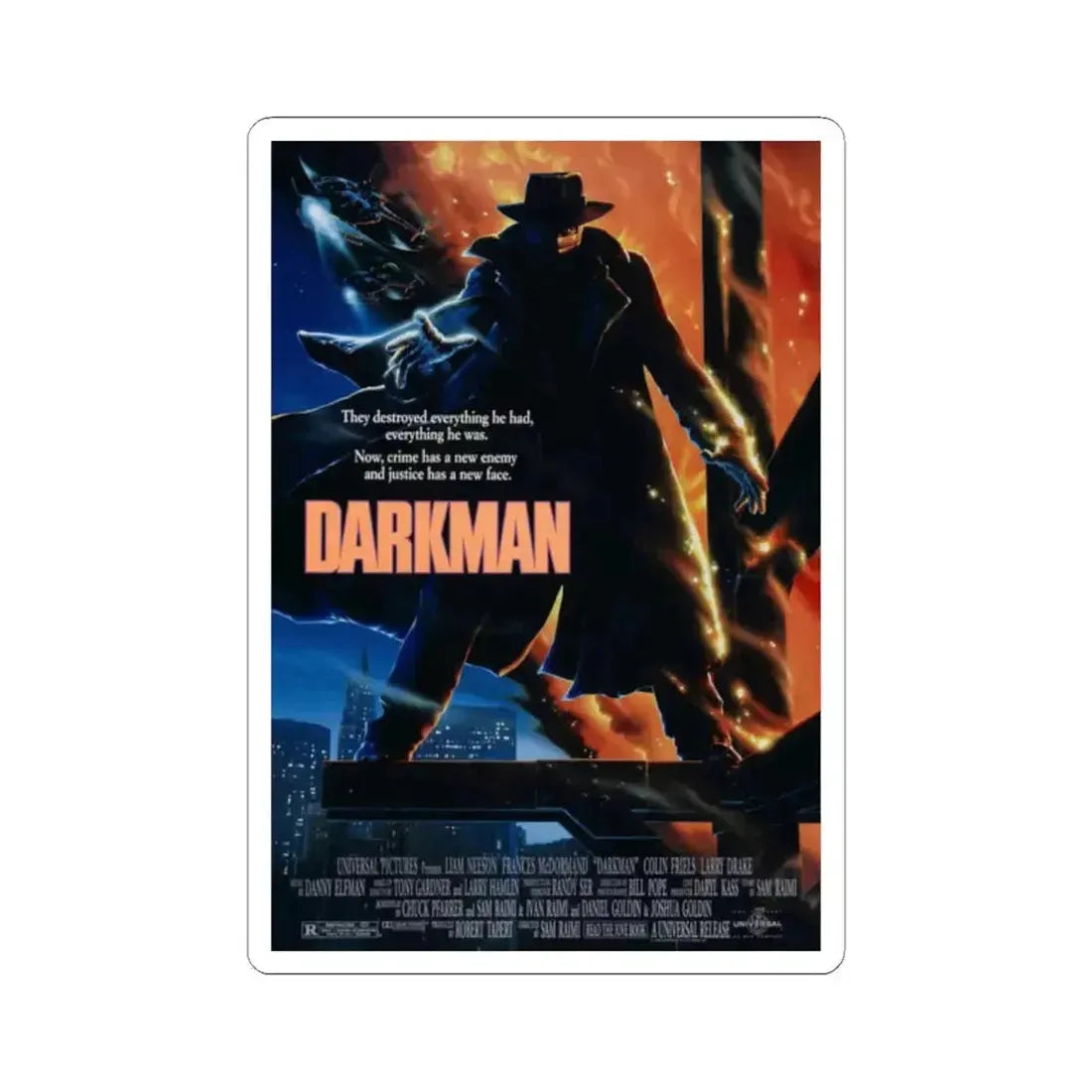 DARKMAN 1990 Movie Poster - STICKER Vinyl Kiss-Cut Decal 2 Inch White - The Sticker Space