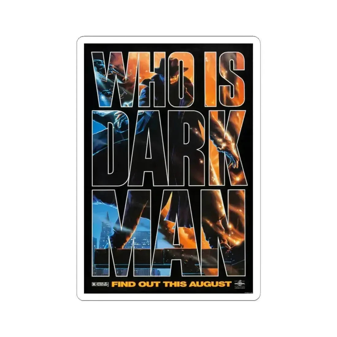Darkman 1990 Movie Poster - STICKER Vinyl Kiss-Cut Decal 3 Inch White - The Sticker Space