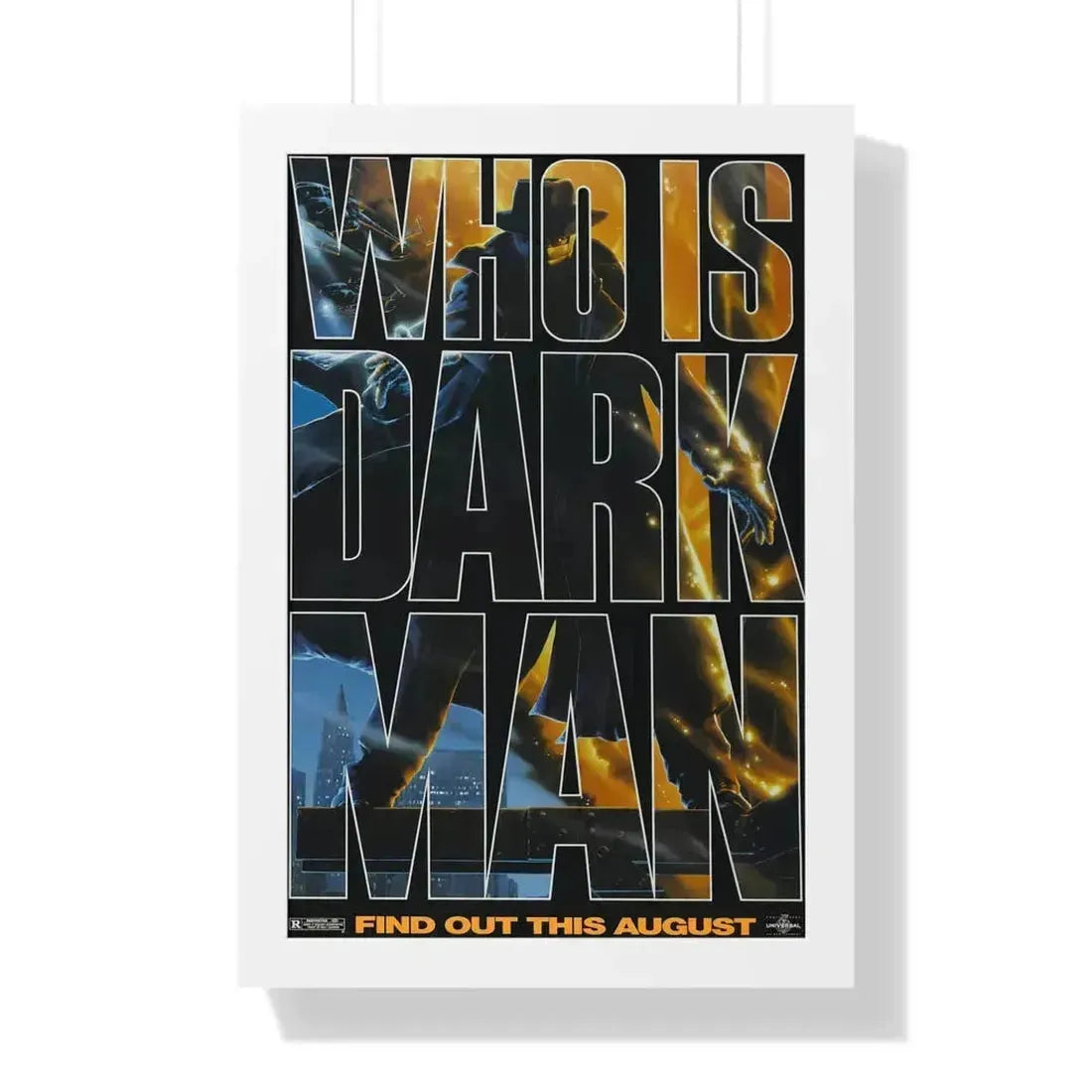 DARKMAN (TEASER 2) 1990 - Framed Movie Poster 16″ x 24″ White - The Sticker Space