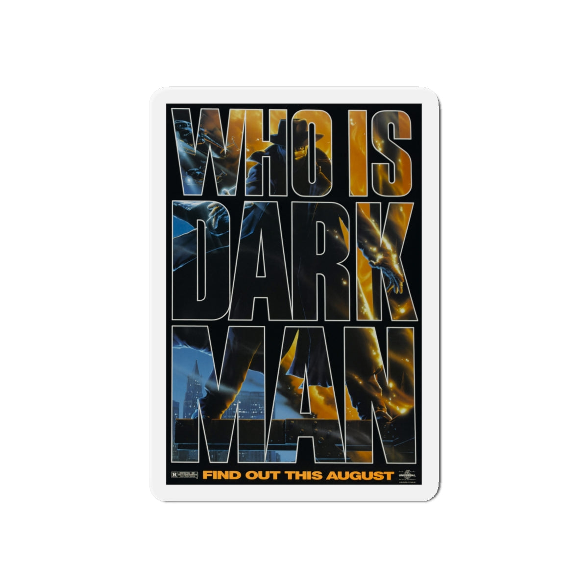 DARKMAN (TEASER 2) 1990 Movie Poster - Die-Cut Magnet-6 × 6"-The Sticker Space