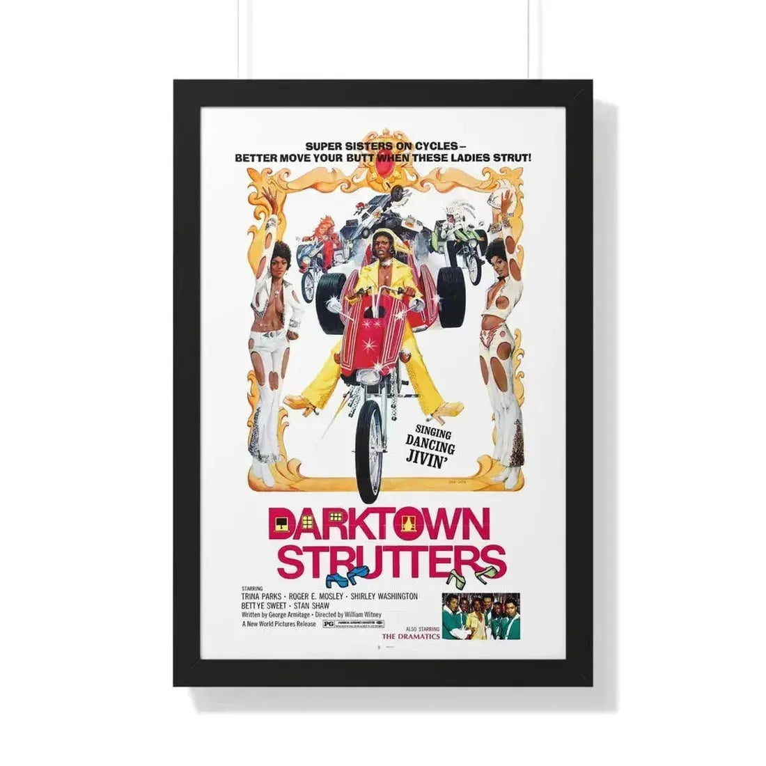 DARKTOWN STRUTTERS 1975 - Framed Movie Poster 20" x 30" Black - The Sticker Space