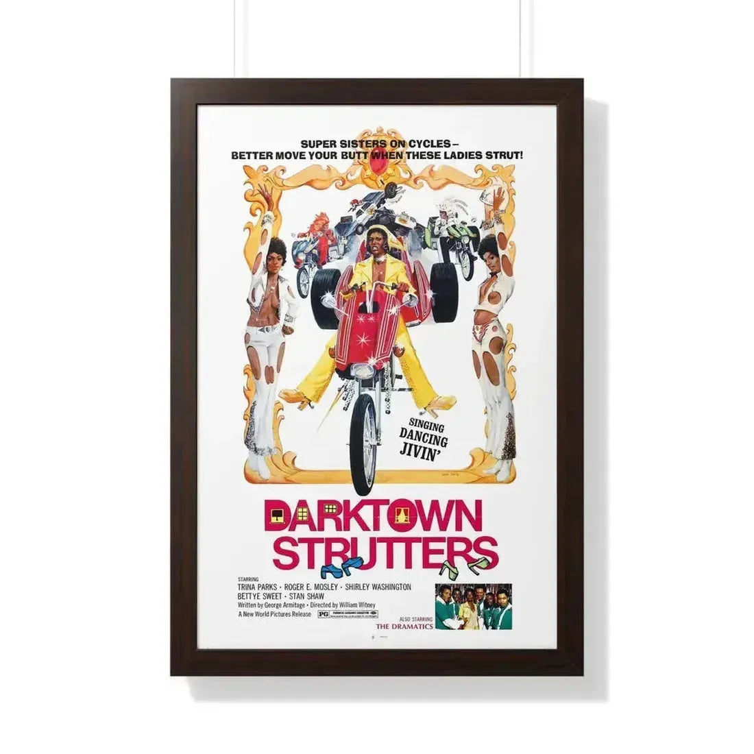 DARKTOWN STRUTTERS 1975 - Framed Movie Poster 20" x 30" Walnut - The Sticker Space