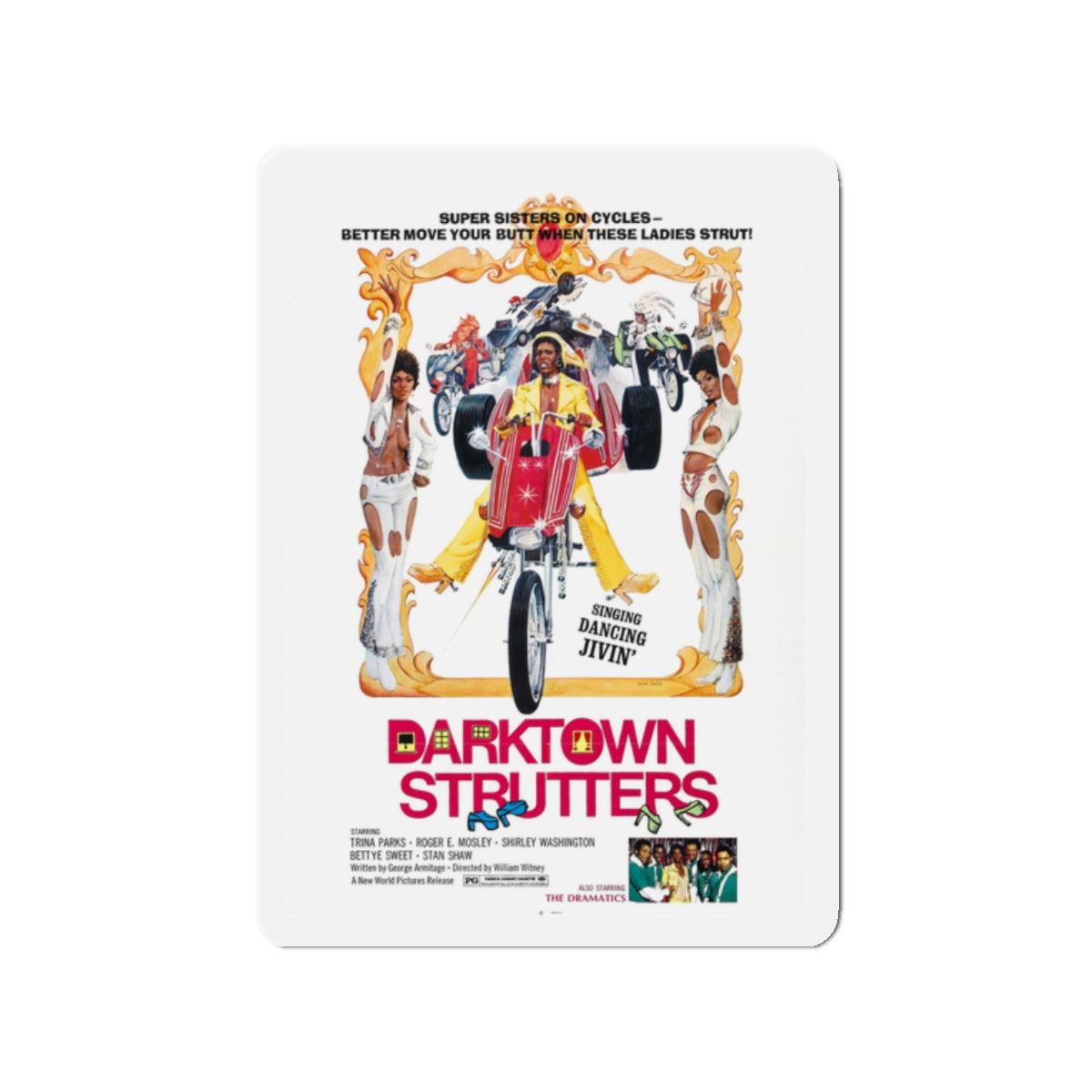 DARKTOWN STRUTTERS 1975 Movie Poster - Die-Cut Magnet-2" x 2"-The Sticker Space