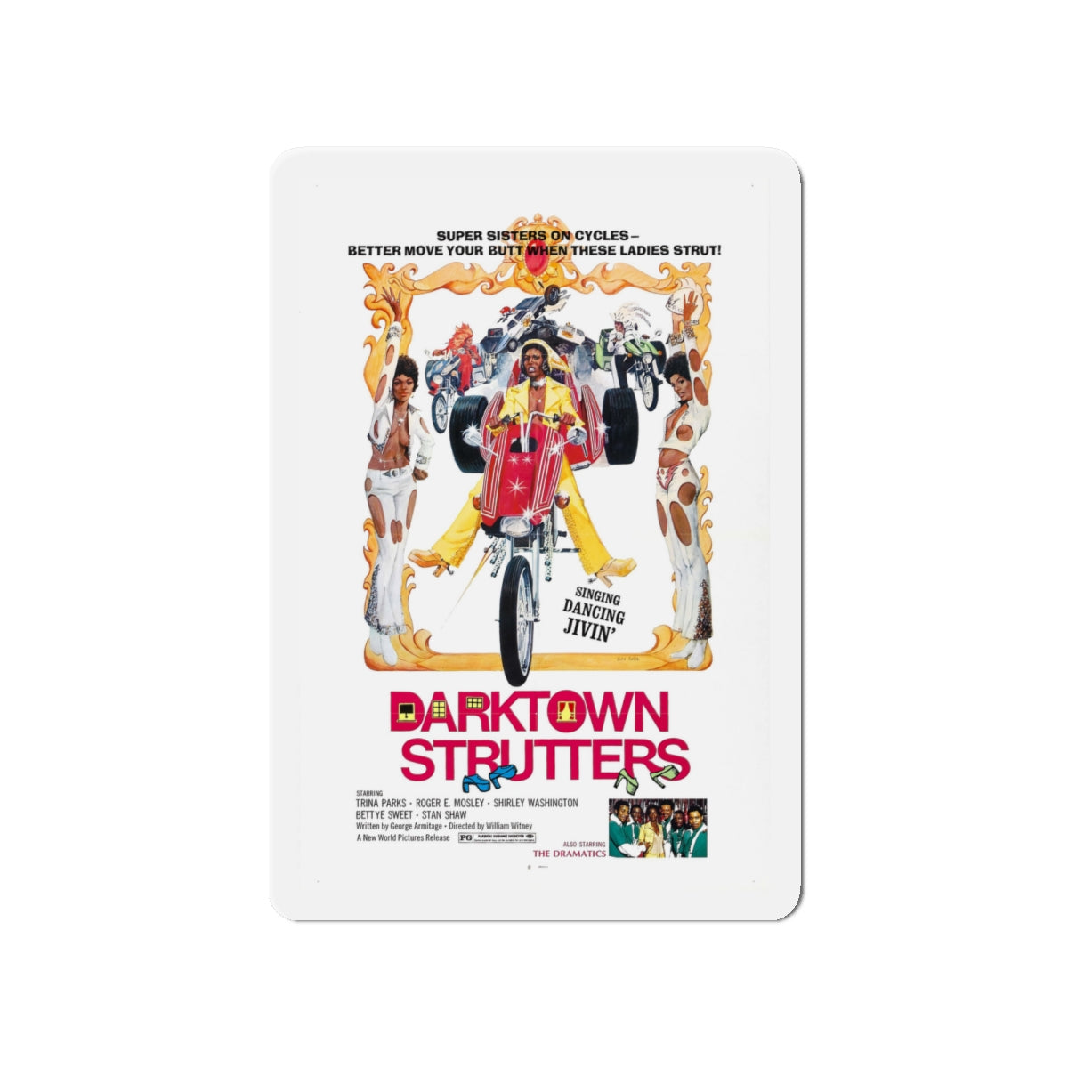 DARKTOWN STRUTTERS 1975 Movie Poster - Die-Cut Magnet-4" x 4"-The Sticker Space