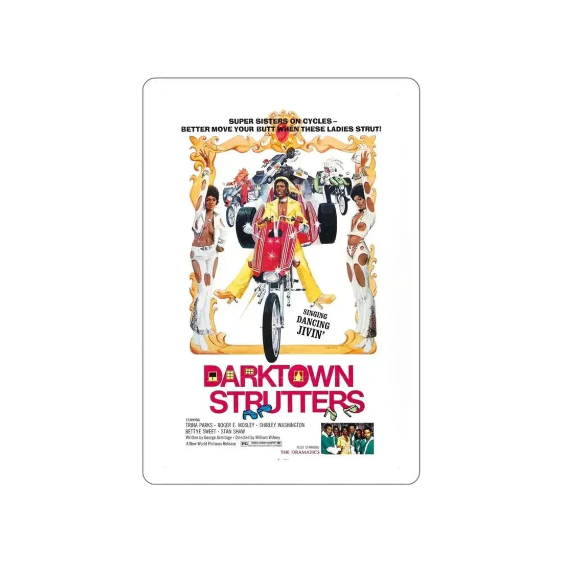 DARKTOWN STRUTTERS 1975 Movie Poster STICKER Vinyl Die-Cut Decal - The Sticker Space
