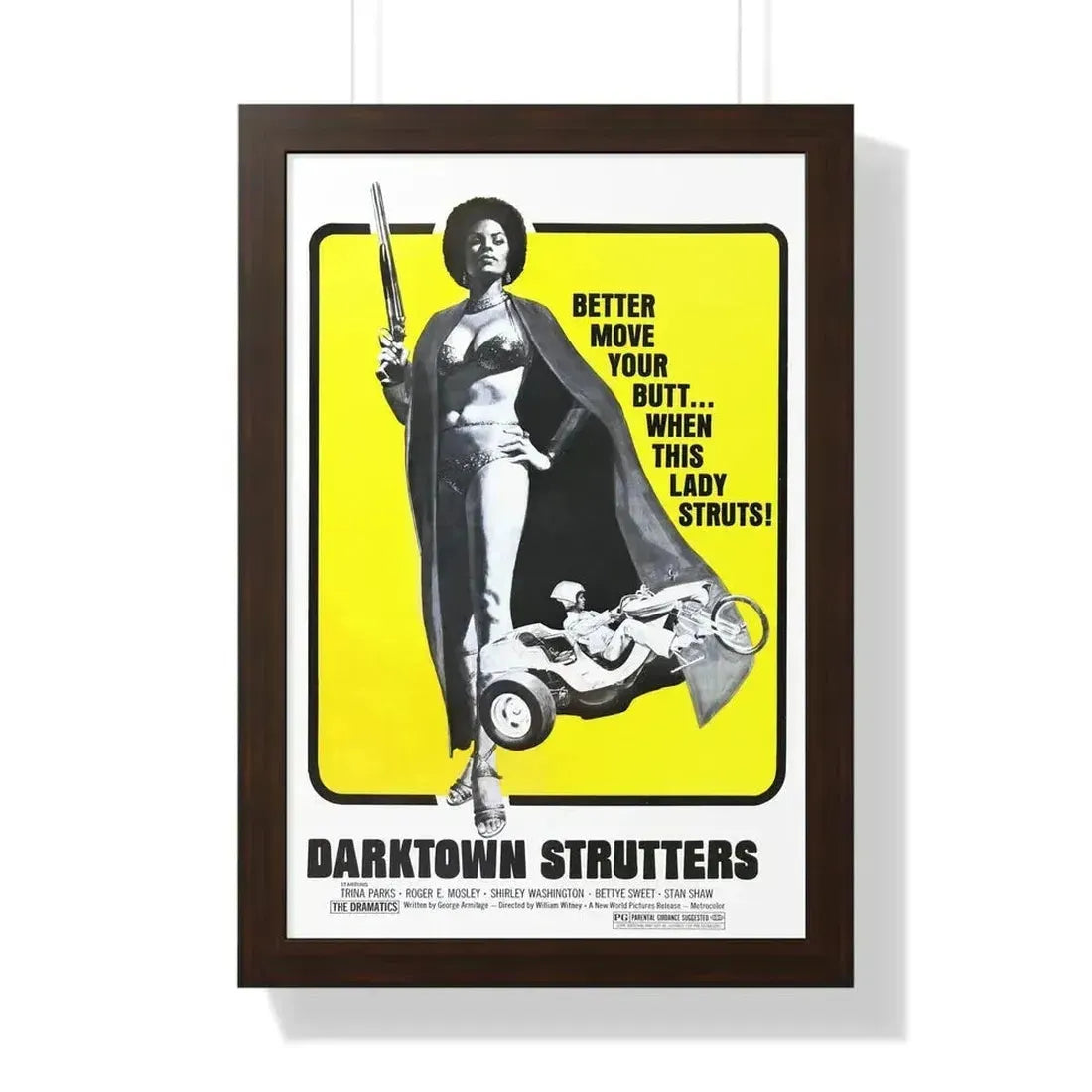 DARKTOWN STRUTTERS (2) 1975 - Framed Movie Poster 16″ x 24″ Walnut - The Sticker Space