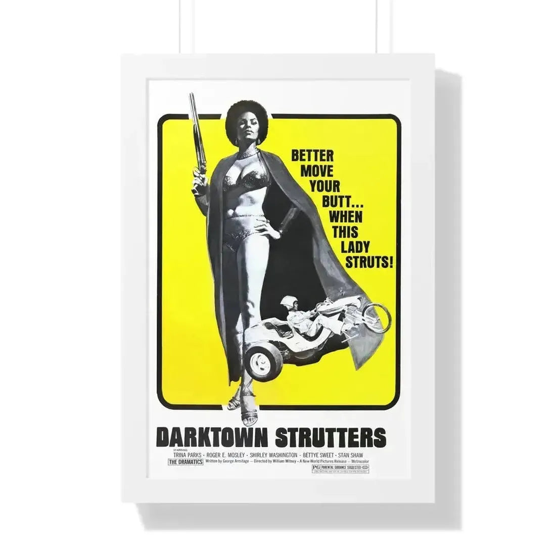 DARKTOWN STRUTTERS (2) 1975 - Framed Movie Poster 16″ x 24″ White - The Sticker Space