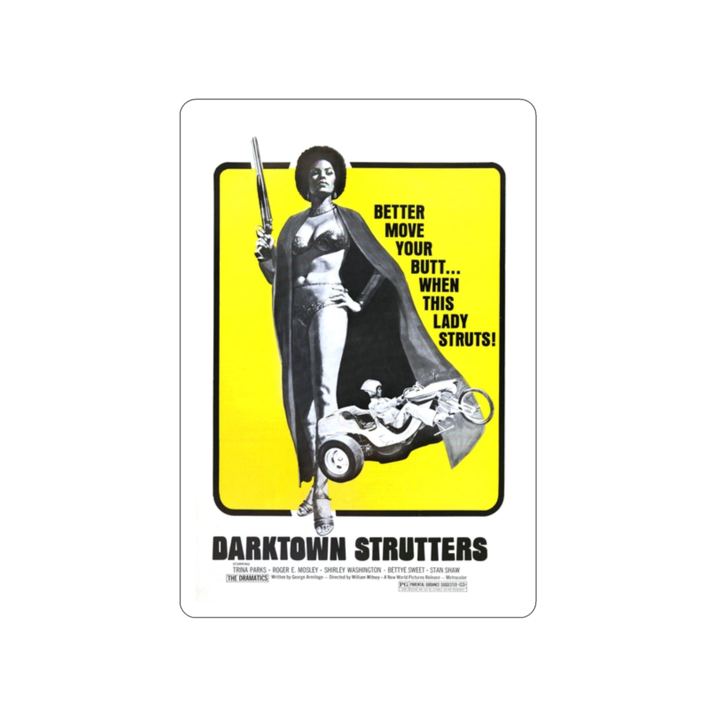 DARKTOWN STRUTTERS (2) 1975 Movie Poster STICKER Vinyl Die-Cut Decal-2 Inch-The Sticker Space