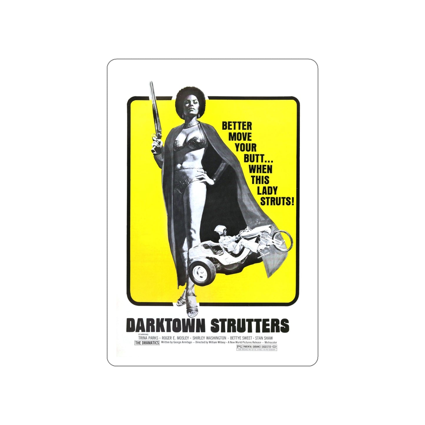 DARKTOWN STRUTTERS (2) 1975 Movie Poster STICKER Vinyl Die-Cut Decal-6 Inch-The Sticker Space