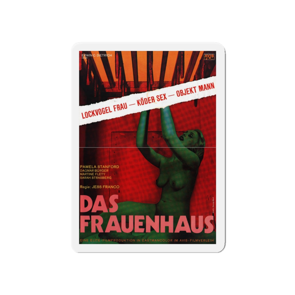 DAS FRAUENHAUS (BLUE RITA) 1977 Movie Poster - Die-Cut Magnet-5" x 5"-The Sticker Space