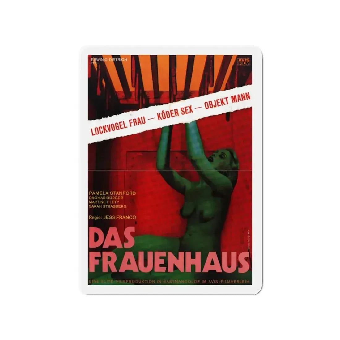 DAS FRAUENHAUS (BLUE RITA) 1977 Movie Poster - Refrigerator Magnet 3 Inch - The Sticker Space