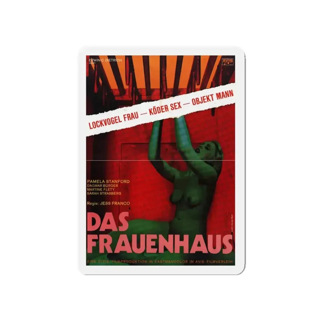 DAS FRAUENHAUS (BLUE RITA) 1977 Movie Poster - Refrigerator Magnet 5 Inch - The Sticker Space