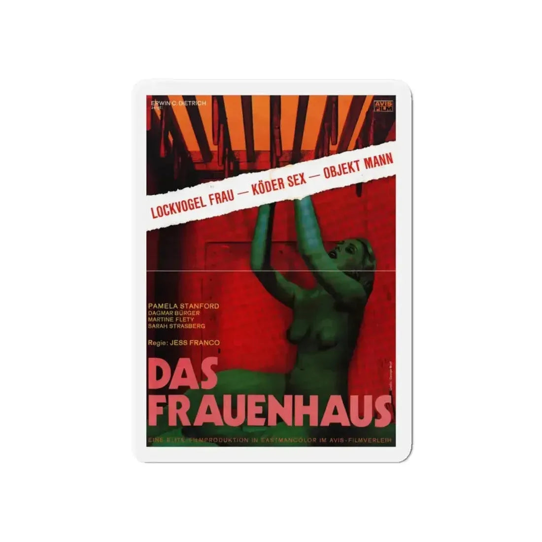 DAS FRAUENHAUS (BLUE RITA) 1977 Movie Poster - Refrigerator Magnet 6 Inch - The Sticker Space