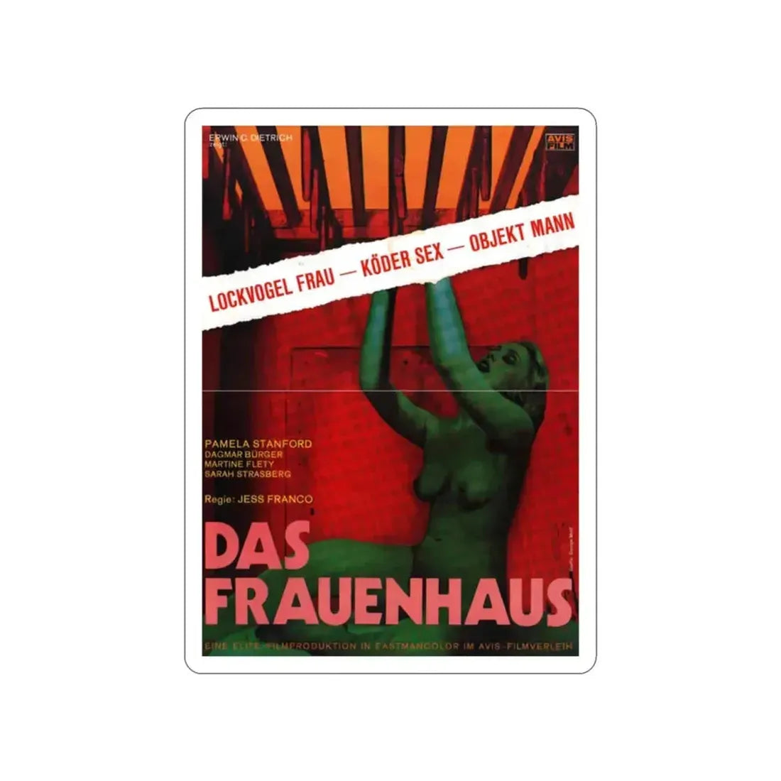 DAS FRAUENHAUS (BLUE RITA) 1977 Movie Poster STICKER Vinyl Die-Cut Decal 2 Inch - The Sticker Space