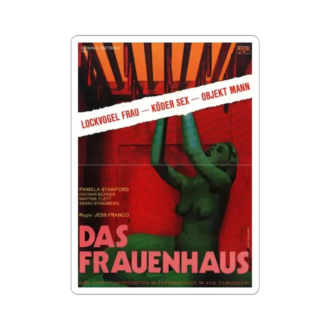 DAS FRAUENHAUS (BLUE RITA) 1977 Movie Poster - STICKER Vinyl Kiss-Cut Decal 2 Inch White - The Sticker Space