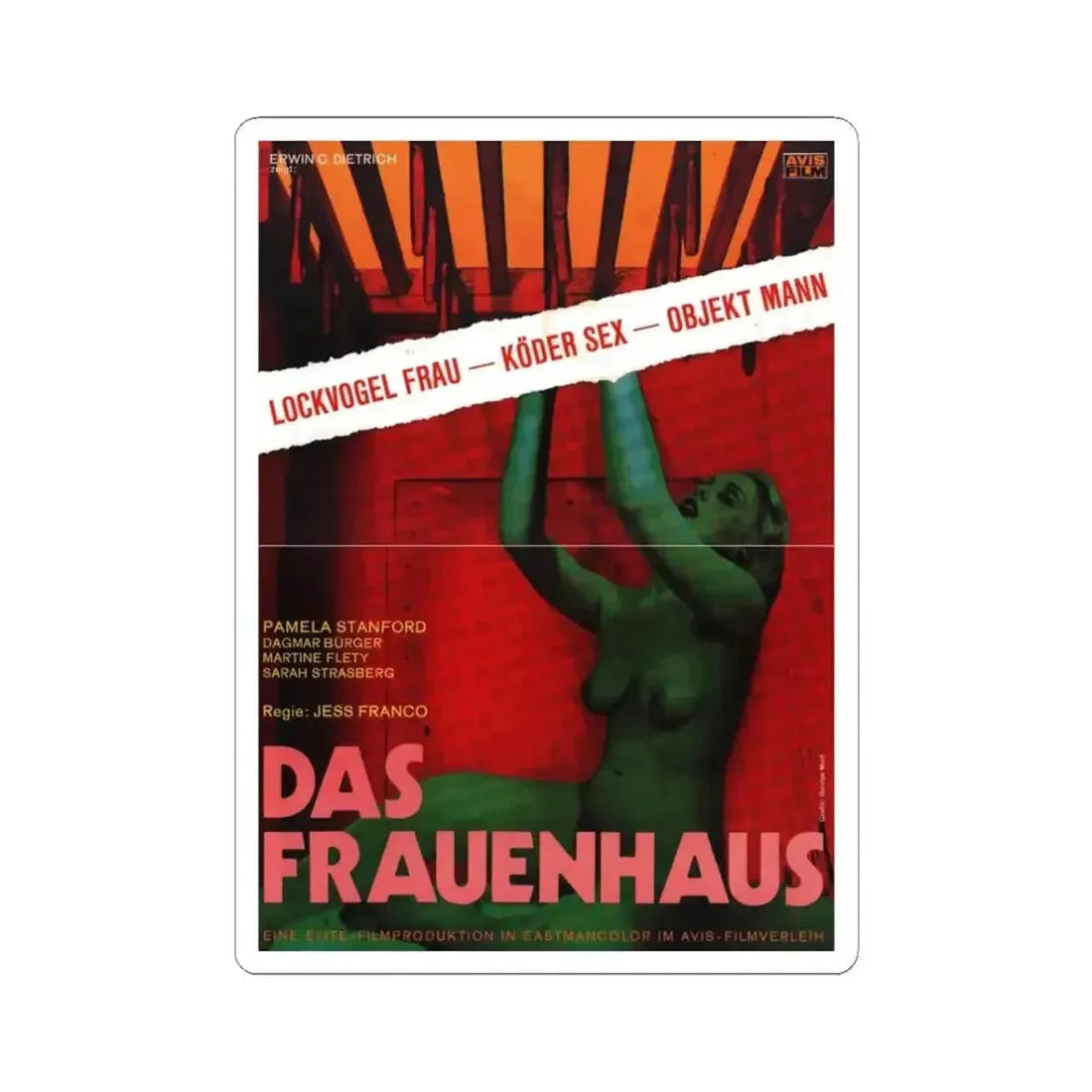 DAS FRAUENHAUS (BLUE RITA) 1977 Movie Poster - STICKER Vinyl Kiss-Cut Decal 3 Inch White - The Sticker Space