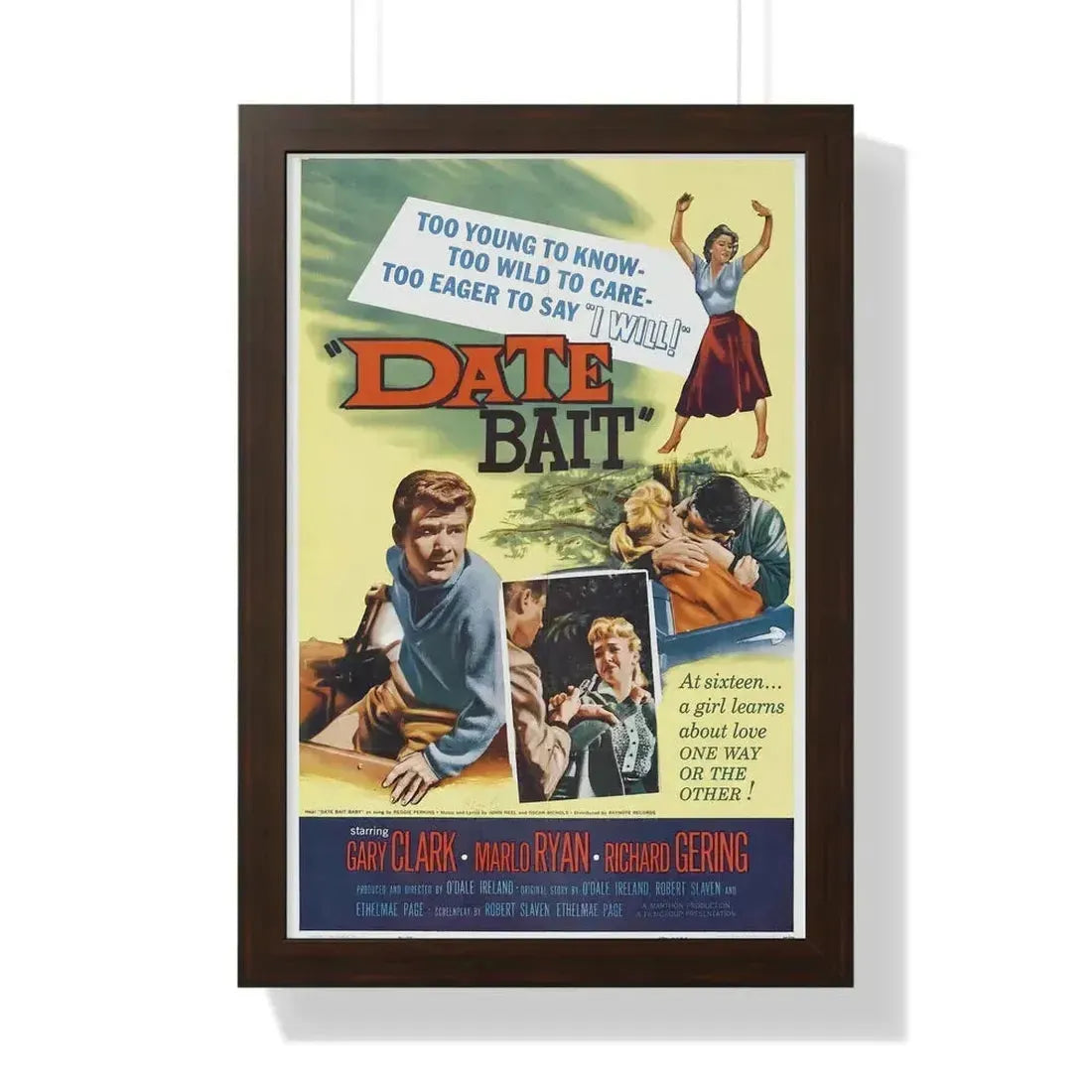 DATE BAIT 1960 - Framed Movie Poster 16″ x 24″ Walnut - The Sticker Space