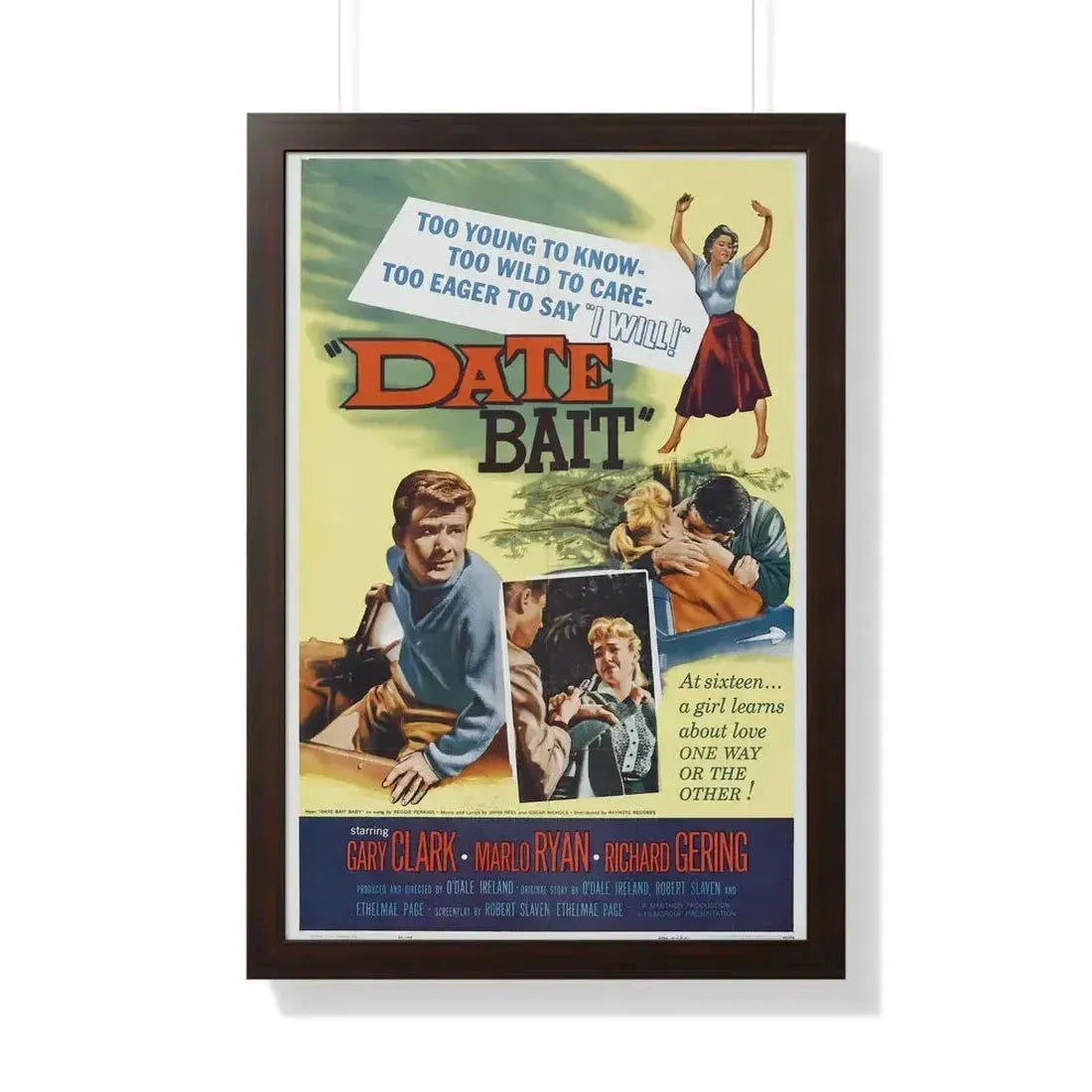 DATE BAIT 1960 - Framed Movie Poster 20" x 30" Walnut - The Sticker Space