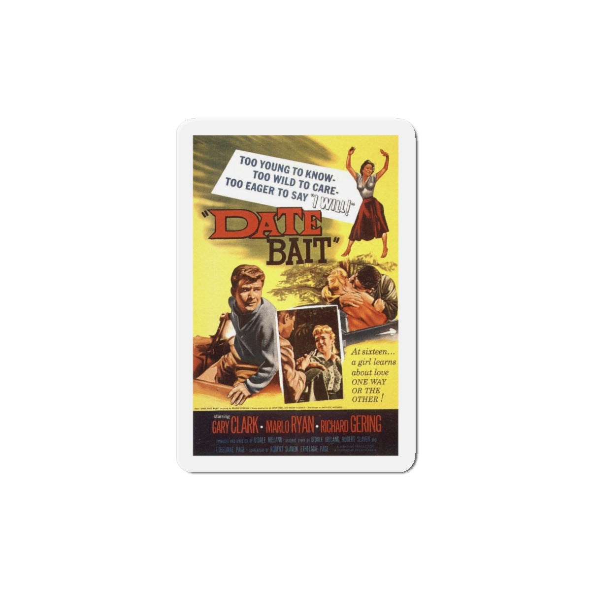 Date Bait 1960 Movie Poster Die-Cut Magnet-6 × 6"-The Sticker Space