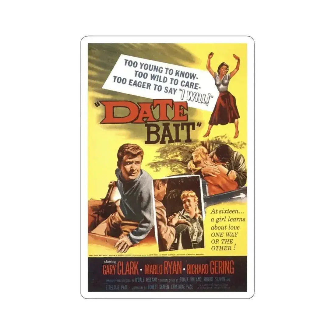 Date Bait 1960 Movie Poster - STICKER Vinyl Kiss-Cut Decal 4 Inch White - The Sticker Space