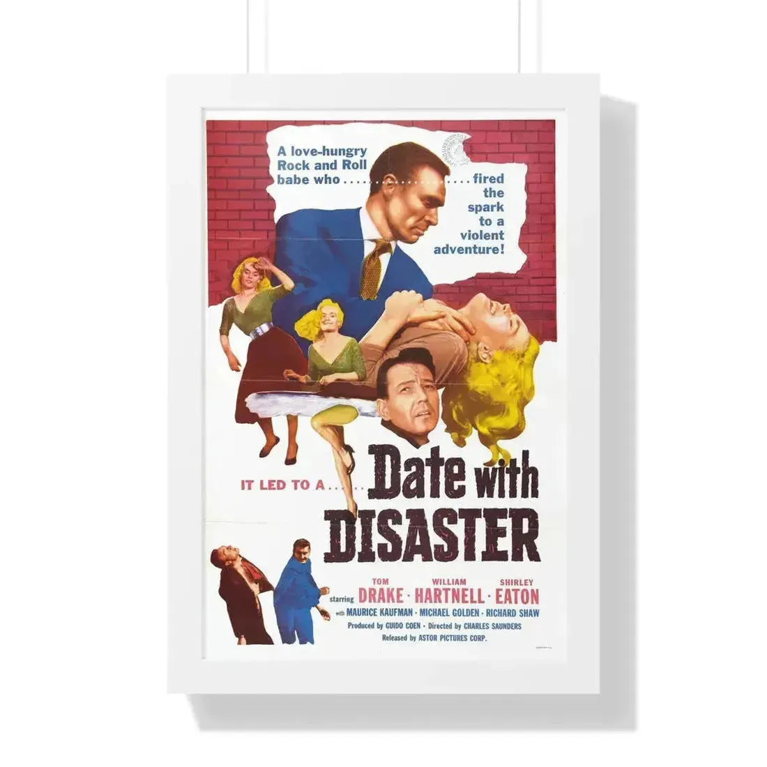 DATE WITH DISASTER 1957 - Framed Movie Poster 16″ x 24″ White - The Sticker Space