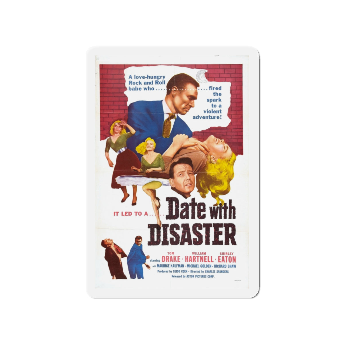 DATE WITH DISASTER 1957 Movie Poster - Die-Cut Magnet-3" x 3"-The Sticker Space