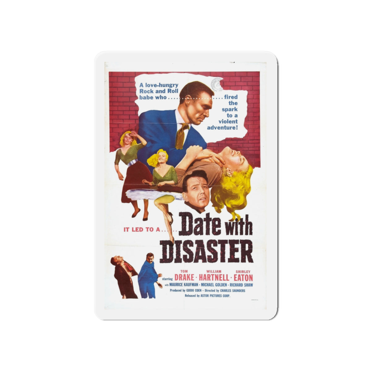 DATE WITH DISASTER 1957 Movie Poster - Die-Cut Magnet-4" x 4"-The Sticker Space