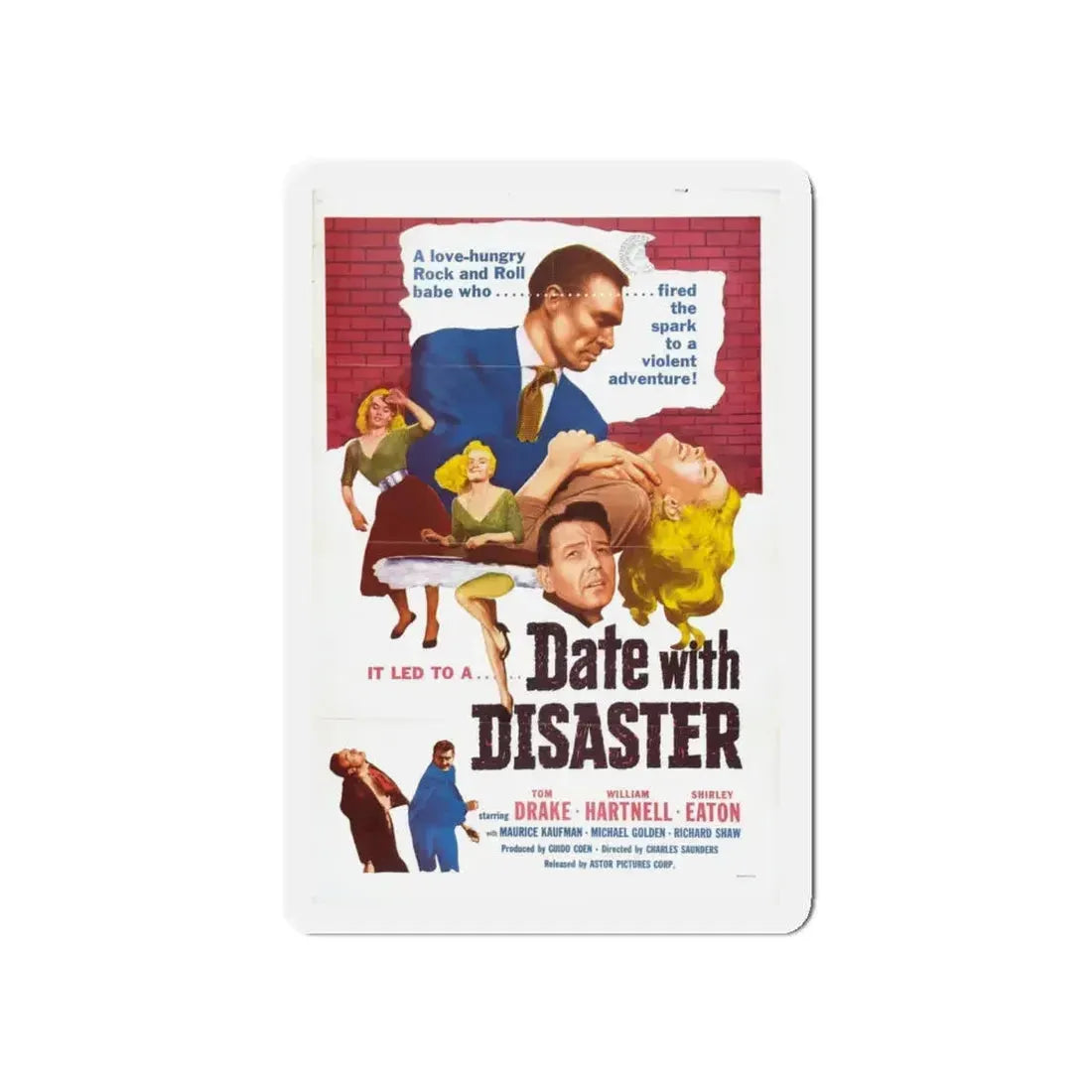 DATE WITH DISASTER 1957 Movie Poster - Refrigerator Magnet 5 Inch - The Sticker Space