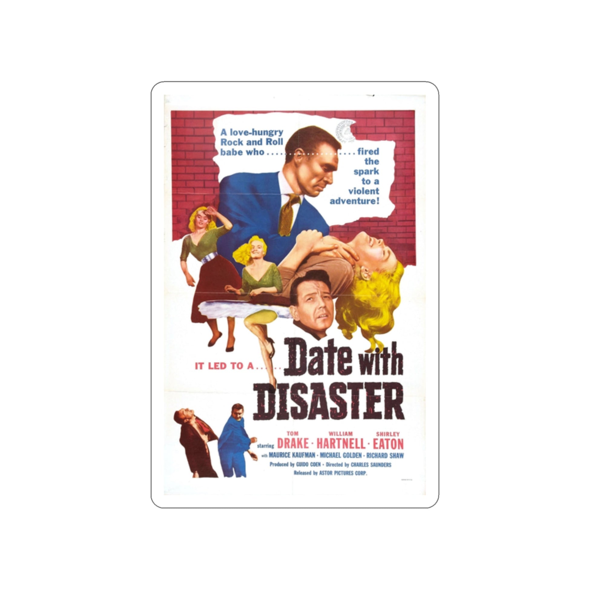 DATE WITH DISASTER 1957 Movie Poster STICKER Vinyl Die-Cut Decal-2 Inch-The Sticker Space