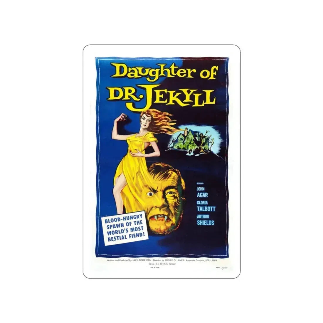 DAUGHTER OF DR. JEKYLL 1957 Movie Poster STICKER Vinyl Die-Cut Decal 3 Inch - The Sticker Space