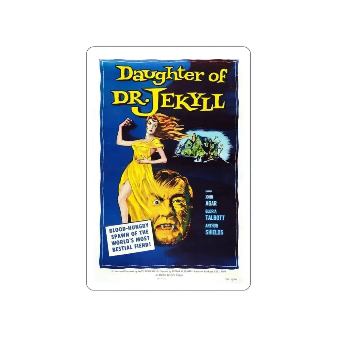DAUGHTER OF DR. JEKYLL 1957 Movie Poster STICKER Vinyl Die-Cut Decal - The Sticker Space