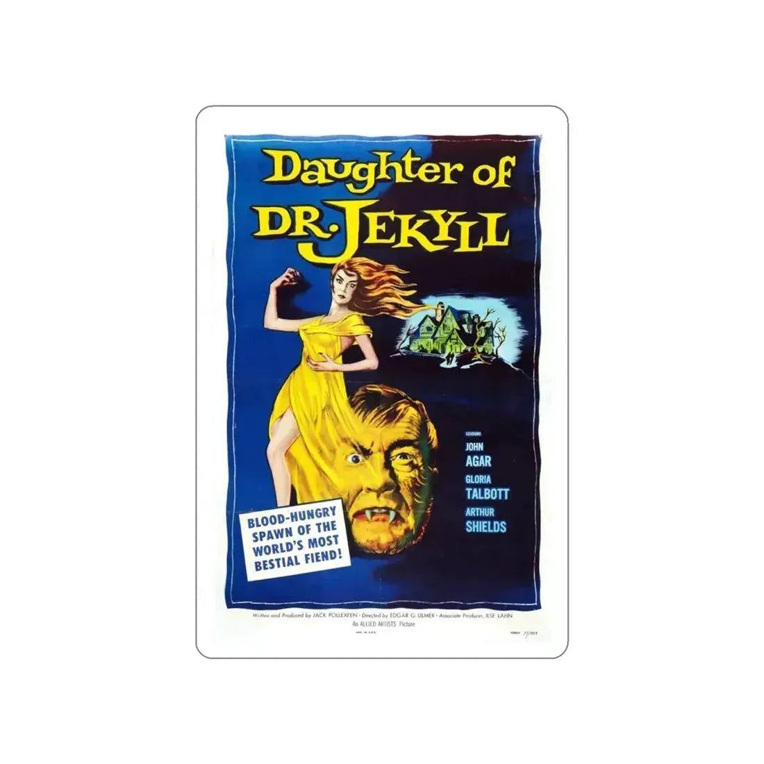 DAUGHTER OF DR. JEKYLL 1957 Movie Poster STICKER Vinyl Die-Cut Decal - The Sticker Space