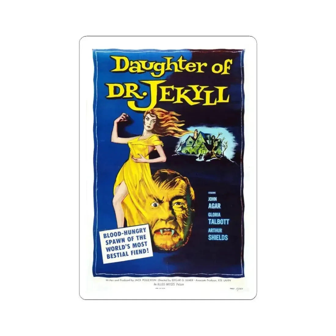 DAUGHTER OF DR. JEKYLL 1957 Movie Poster - STICKER Vinyl Kiss-Cut Decal 6 Inch White - The Sticker Space