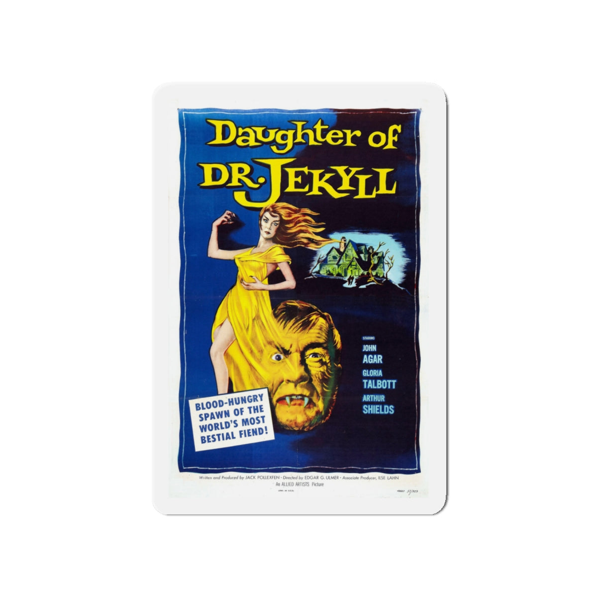 DAUGHTER OF DR. JEKYLL 1957 Movie Poster - Die-Cut Magnet-4" x 4"-The Sticker Space