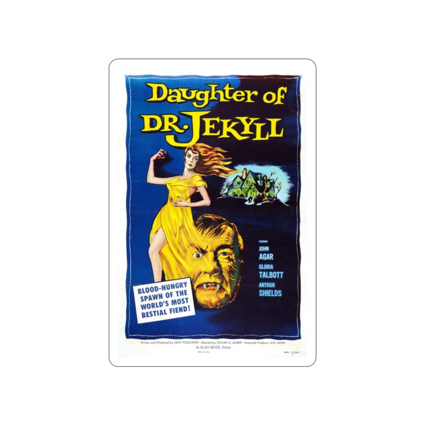 DAUGHTER OF DR. JEKYLL 1957 Movie Poster STICKER Vinyl Die-Cut Decal-2 Inch-The Sticker Space