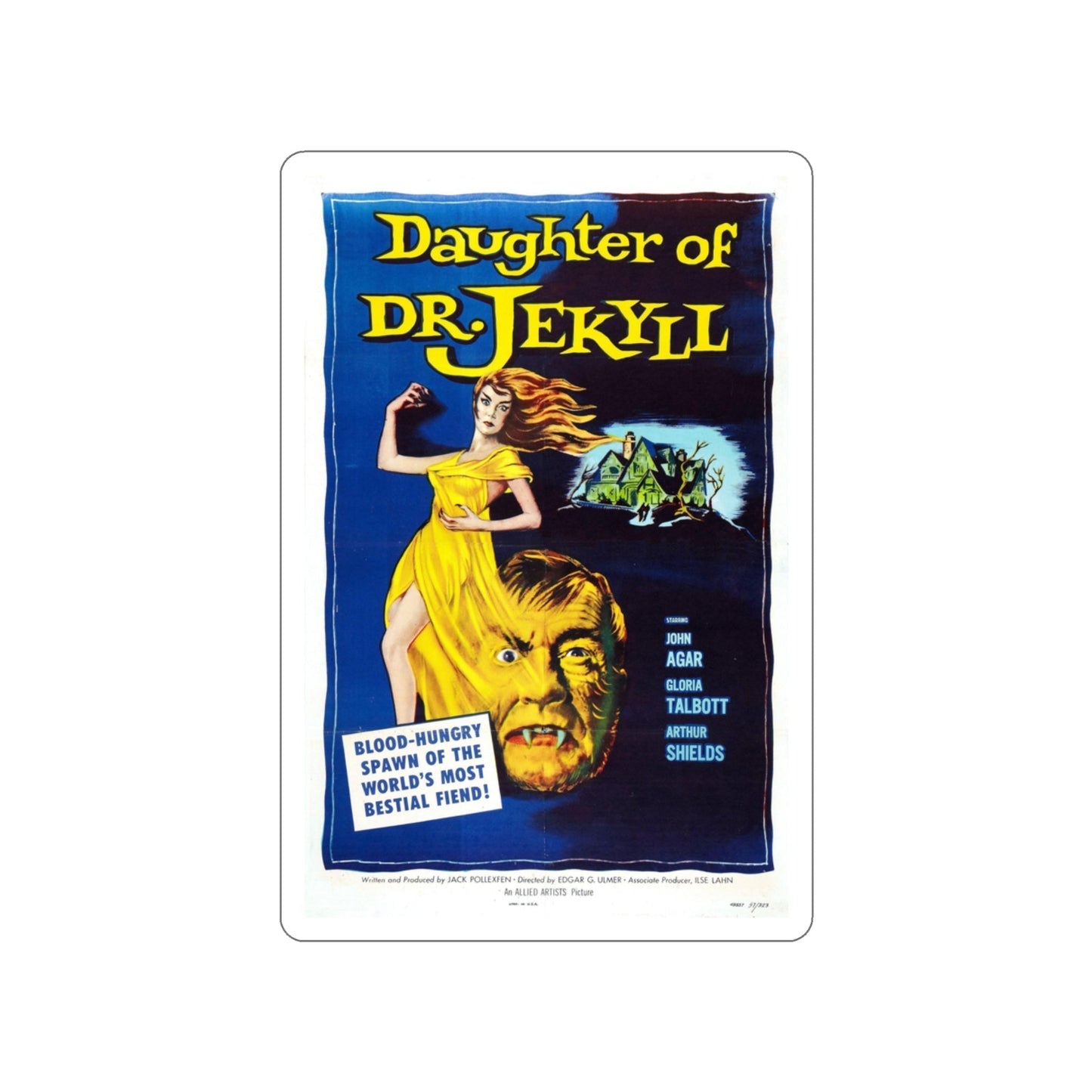 DAUGHTER OF DR. JEKYLL 1957 Movie Poster STICKER Vinyl Die-Cut Decal-3 Inch-The Sticker Space