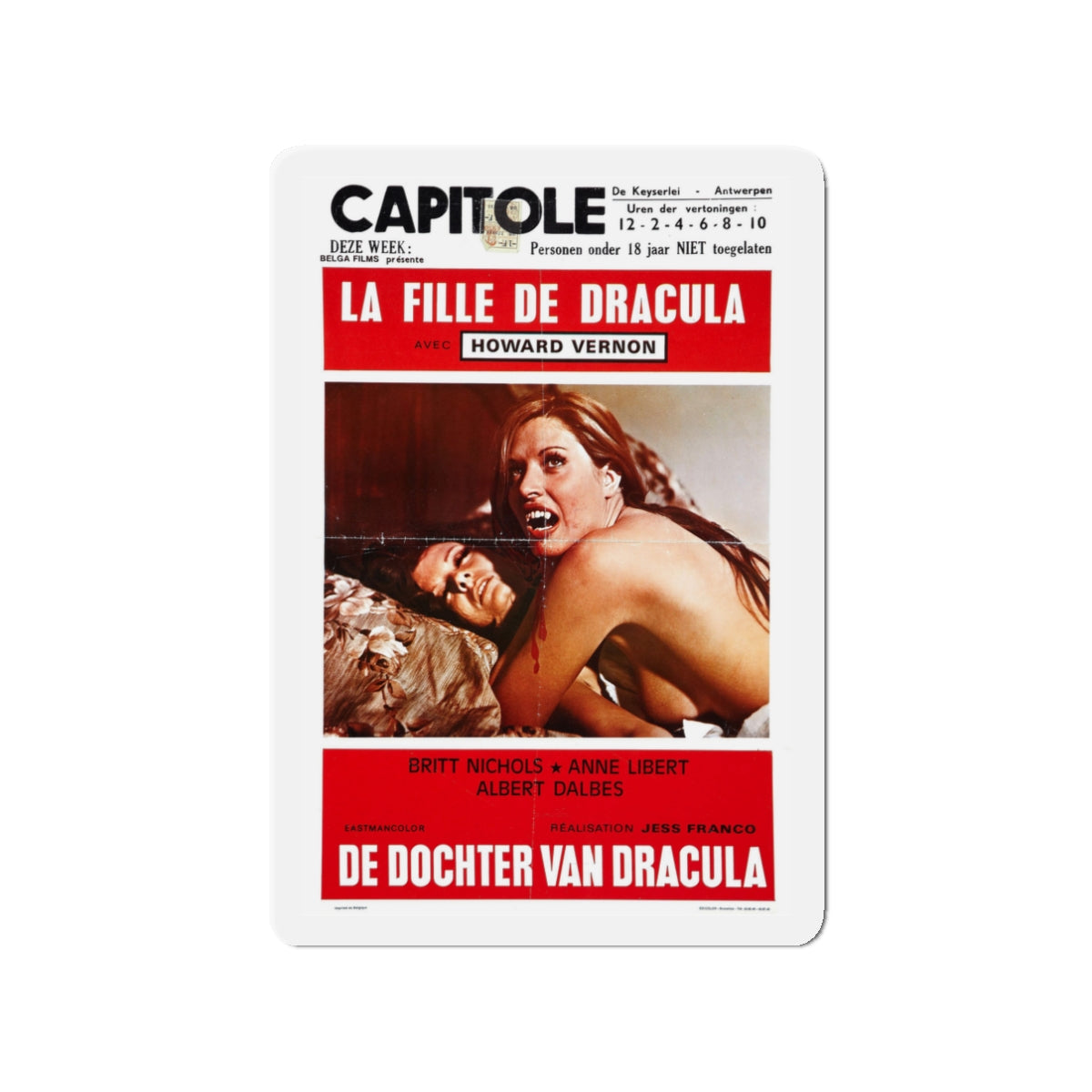 DAUGHTER OF DRACULA (BELGIAN) 1972 Movie Poster - Die-Cut Magnet-3" x 3"-The Sticker Space