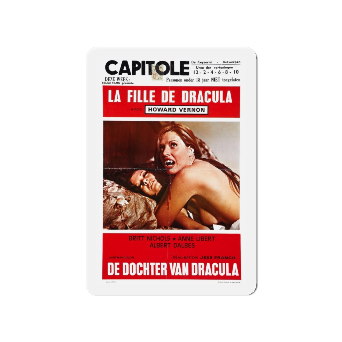 DAUGHTER OF DRACULA (BELGIAN) 1972 Movie Poster - Die-Cut Magnet-4" x 4"-The Sticker Space