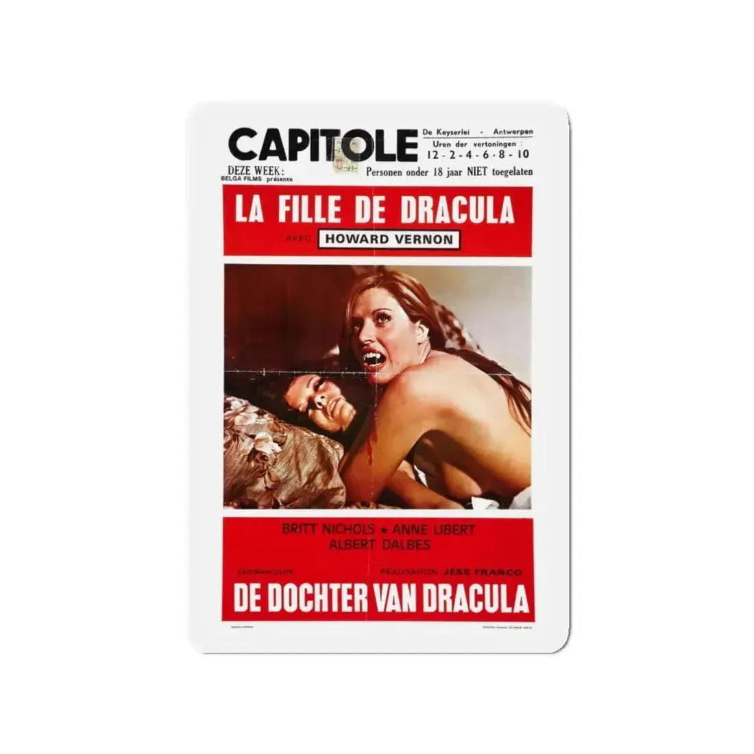 DAUGHTER OF DRACULA (BELGIAN) 1972 Movie Poster - Refrigerator Magnet 3 Inch - The Sticker Space