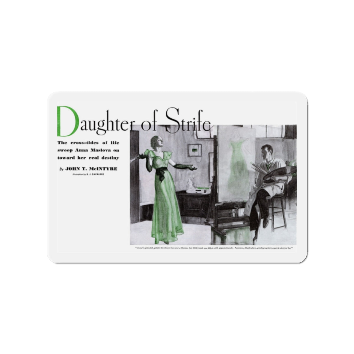 Daughter of Strife, Pictorial Review, June 1933 (Magazine Illustration) Refrigerator Magnet-2" x 2"-The Sticker Space