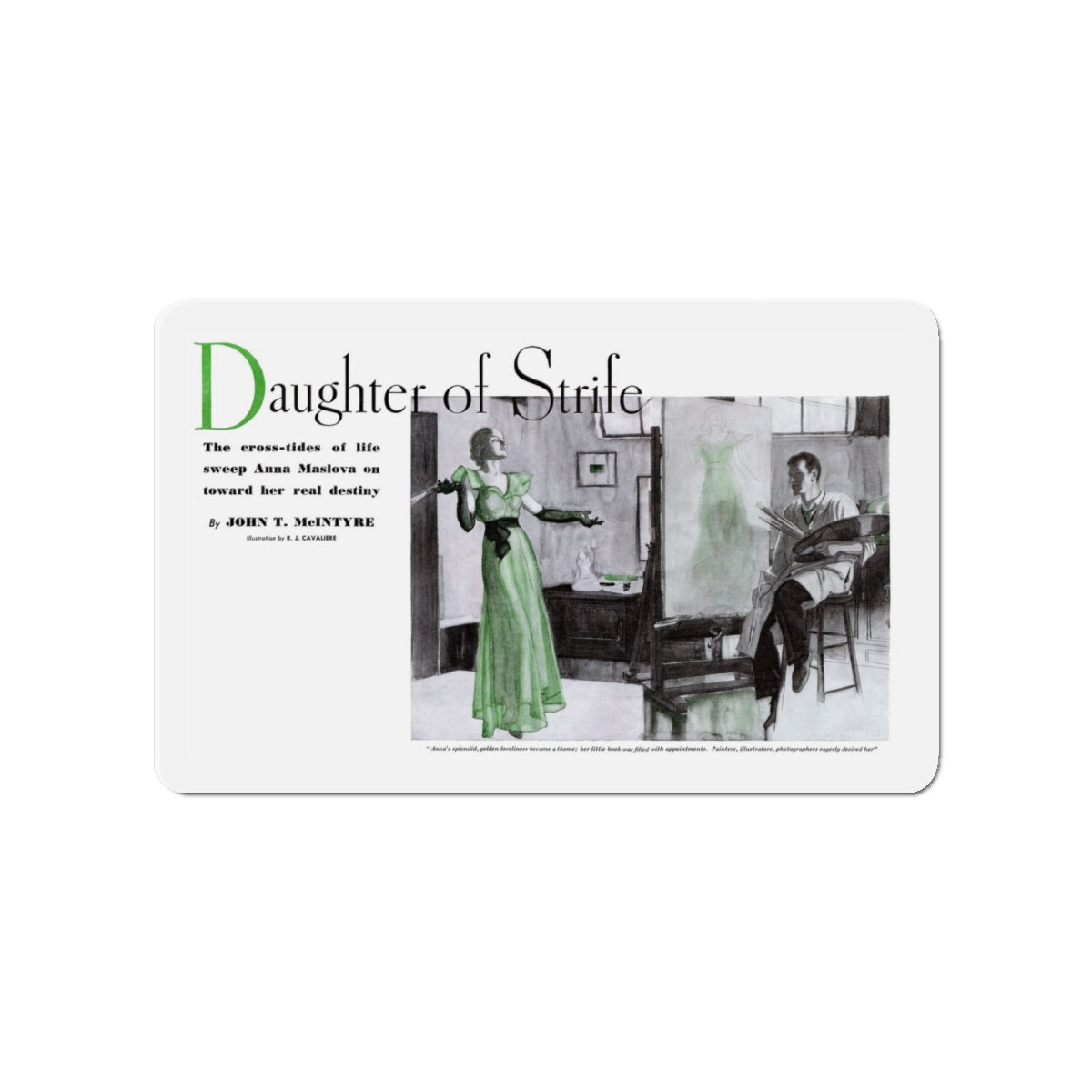 Daughter of Strife, Pictorial Review, June 1933 (Magazine Illustration) Refrigerator Magnet-4" x 4"-The Sticker Space