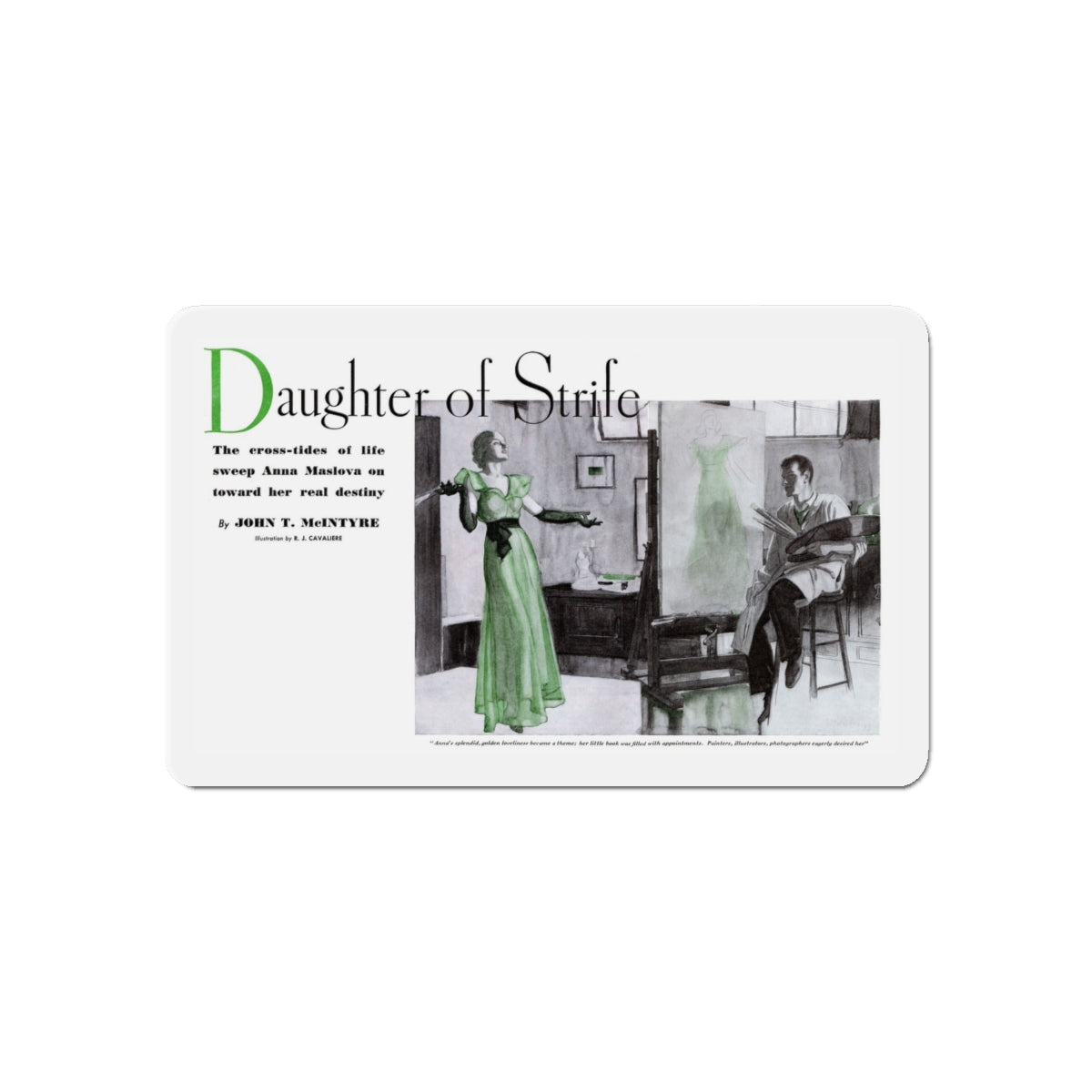 Daughter of Strife, Pictorial Review, June 1933 (Magazine Illustration) Refrigerator Magnet-6 × 6"-The Sticker Space