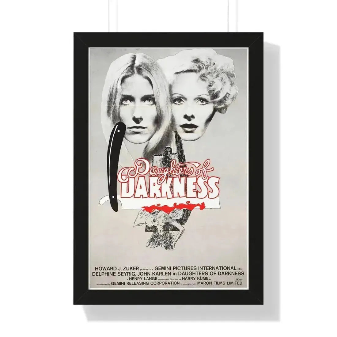 DAUGHTERS OF DARKNESS 1971 - Framed Movie Poster 16″ x 24″ Black - The Sticker Space