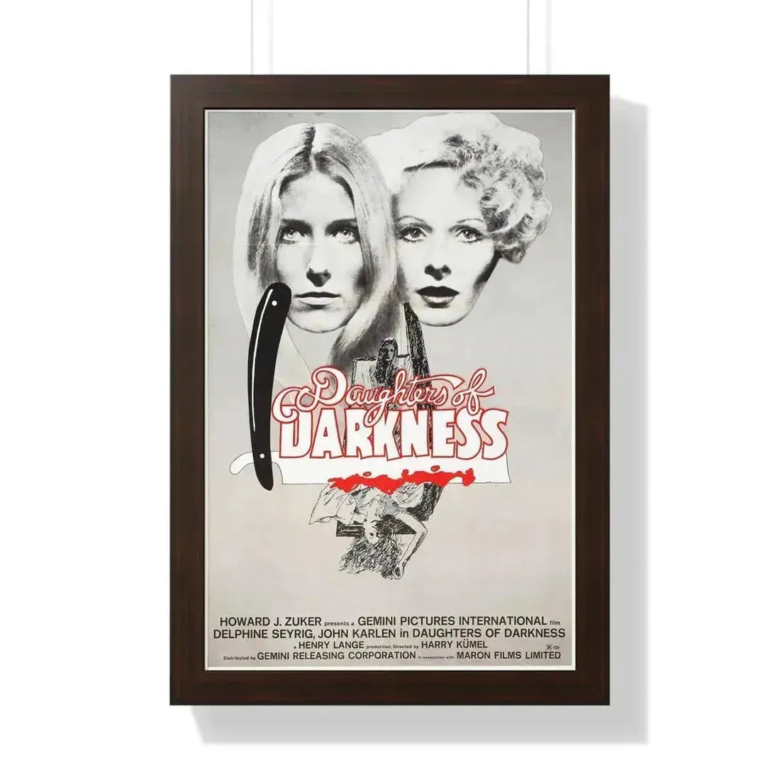 DAUGHTERS OF DARKNESS 1971 - Framed Movie Poster 16″ x 24″ Walnut - The Sticker Space