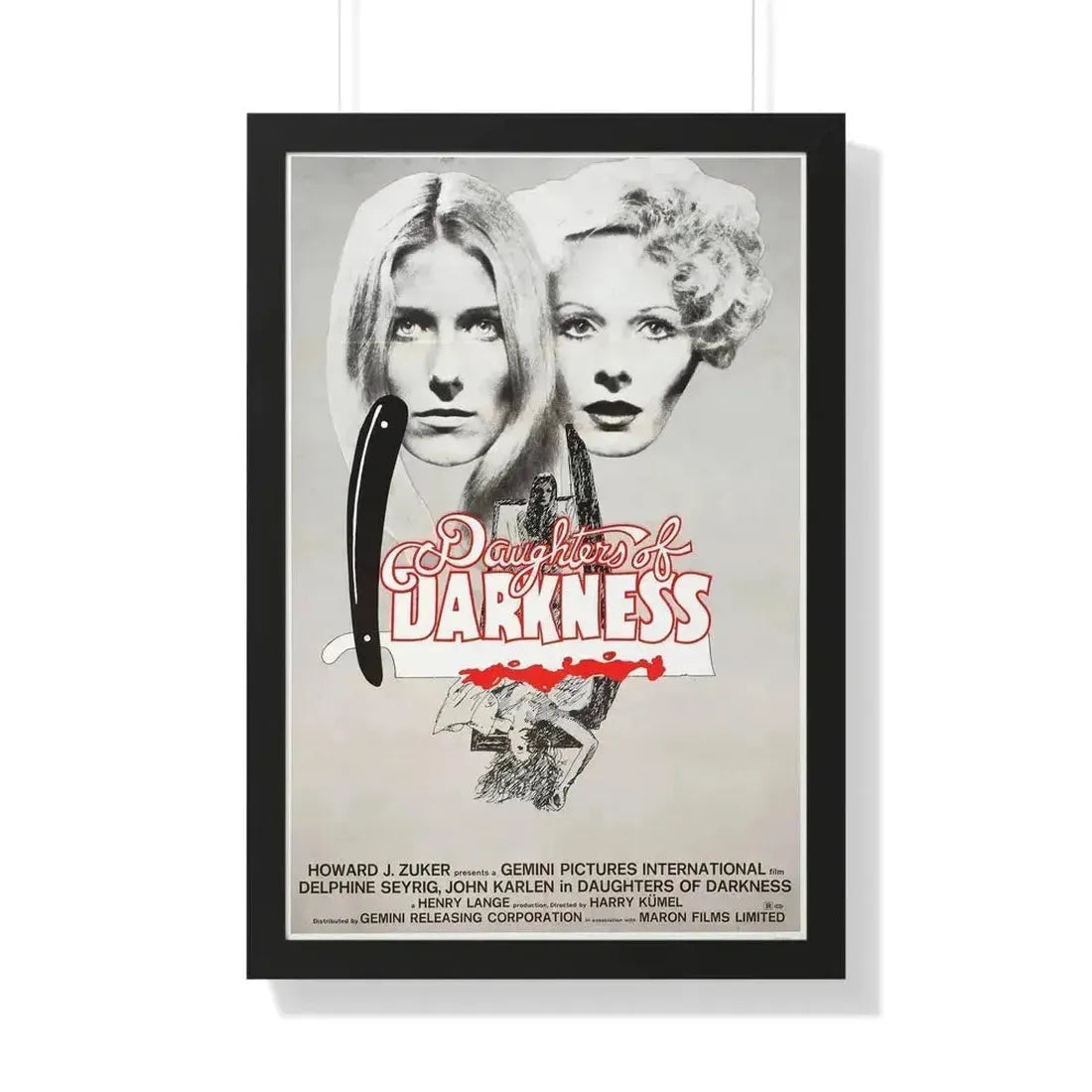 DAUGHTERS OF DARKNESS 1971 - Framed Movie Poster 20" x 30" Black - The Sticker Space