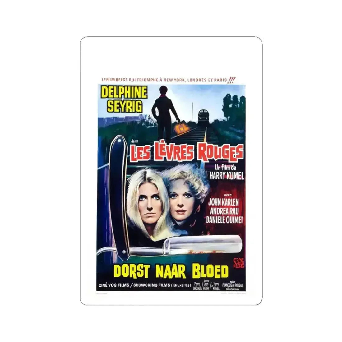 DAUGHTERS OF DARKNESS (BELGIAN) 1971 Movie Poster - STICKER Vinyl Kiss-Cut Decal 3 Inch White - The Sticker Space