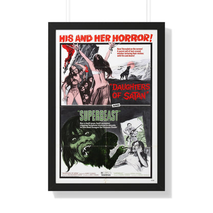 DAUGHTERS OF SATAN + SUPERBEAST (DOUBLE FEATURE) 1972 - Framed Movie Poster-20" x 30"-The Sticker Space