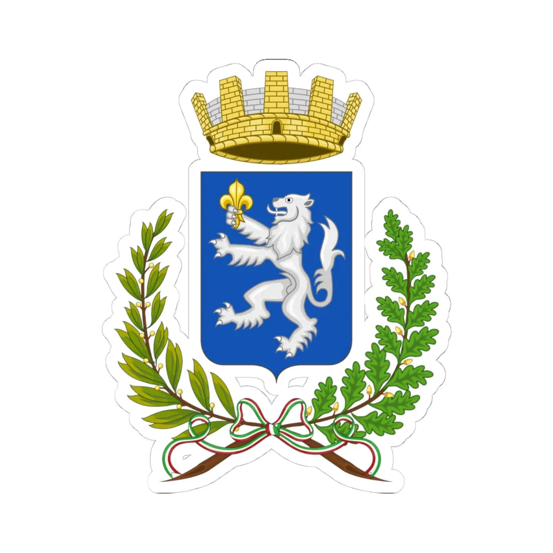 Davagna-Stemma2 (Italy) (Coat of Arms) STICKER Vinyl Kiss-Cut Decal 4 Inch White - The Sticker Space