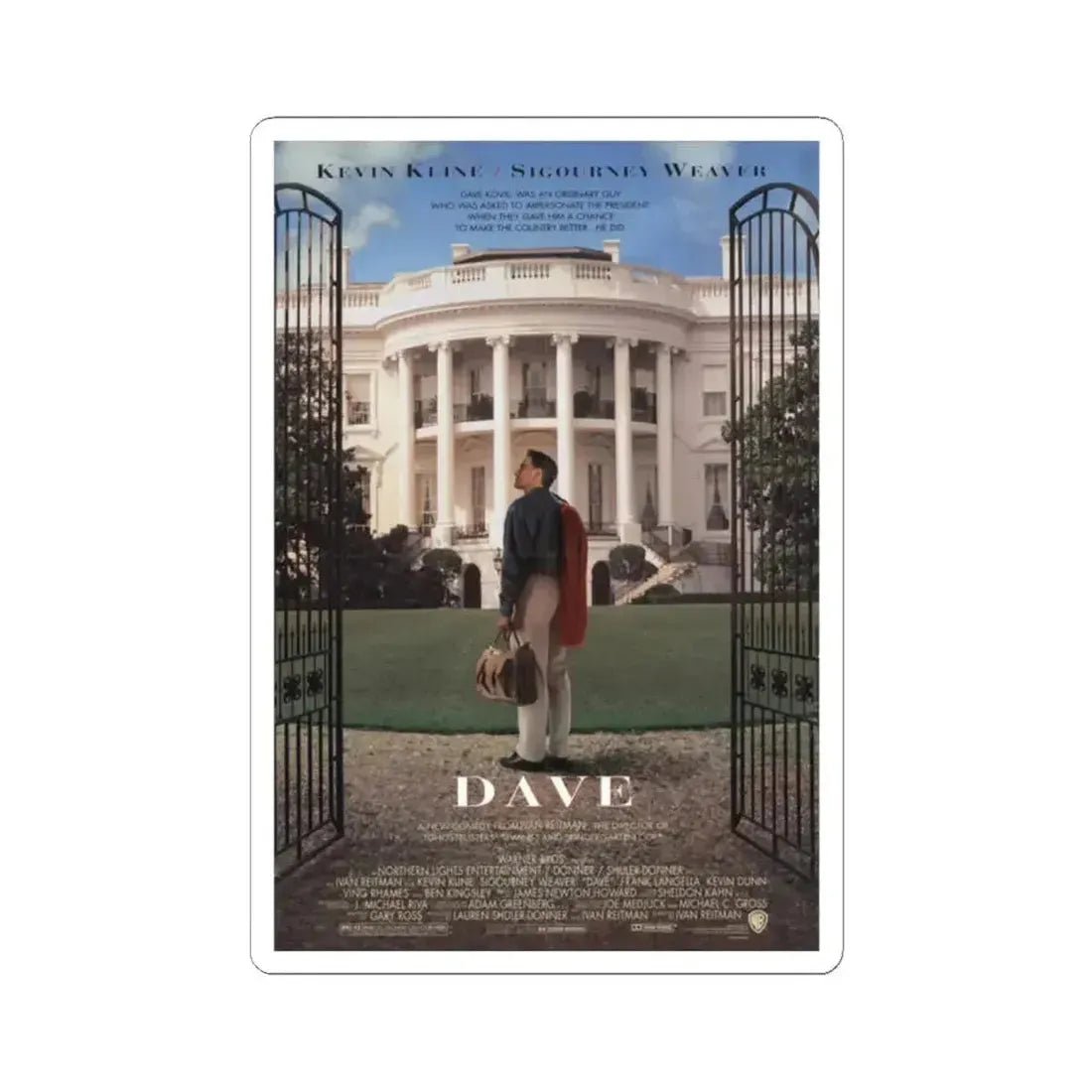 Dave 1993 Movie Poster - STICKER Vinyl Kiss-Cut Decal 2 Inch White - The Sticker Space