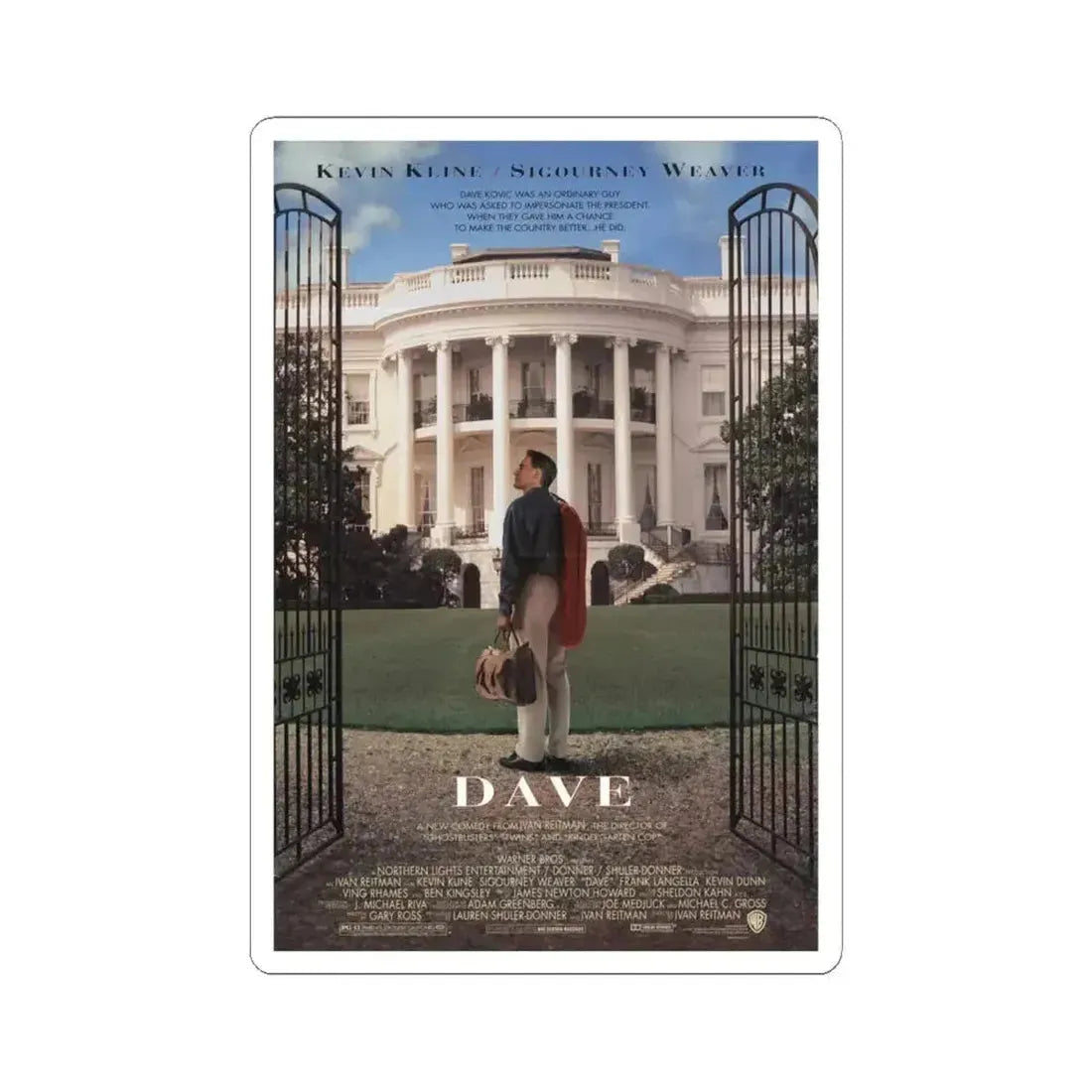 Dave 1993 Movie Poster - STICKER Vinyl Kiss-Cut Decal 6 Inch White - The Sticker Space